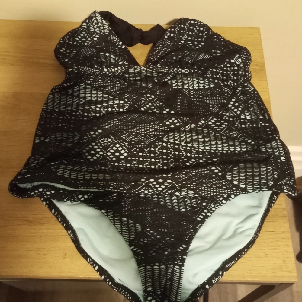 Mossimo Supply Co. Black Lace Two-Piece Swimsuit with Mint Lining ~ Free Ship! ☆